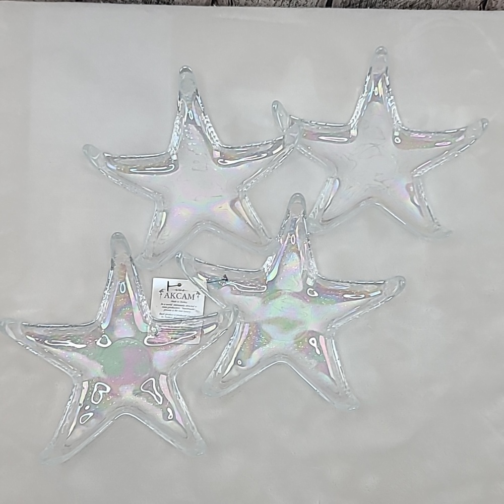 Akcam (4) Vintage Iridescent Starfish Appetizer/Tidbit Dishes Handmade in Turkey - Picture 15 of 17